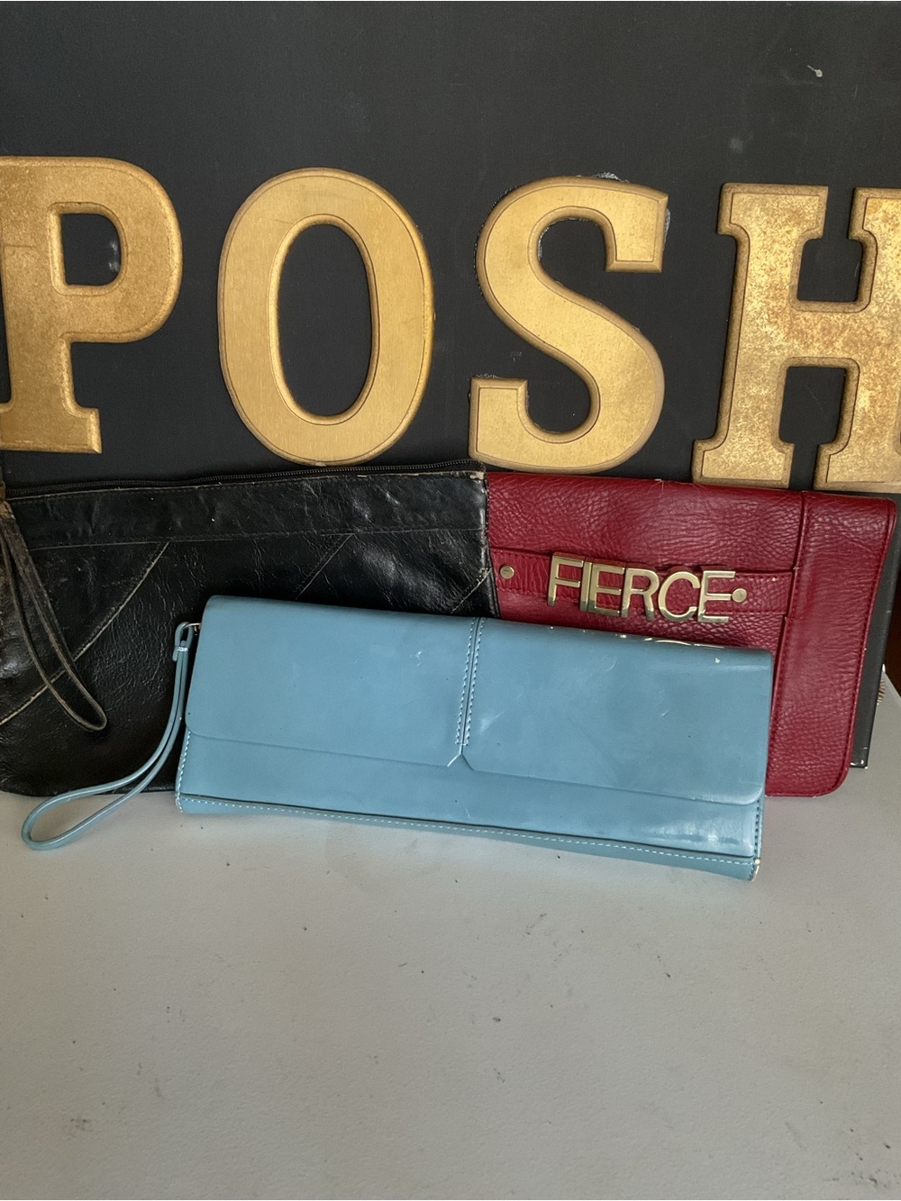💜💜💜Light Blue Leather Wristlet Clutch - Women Bags